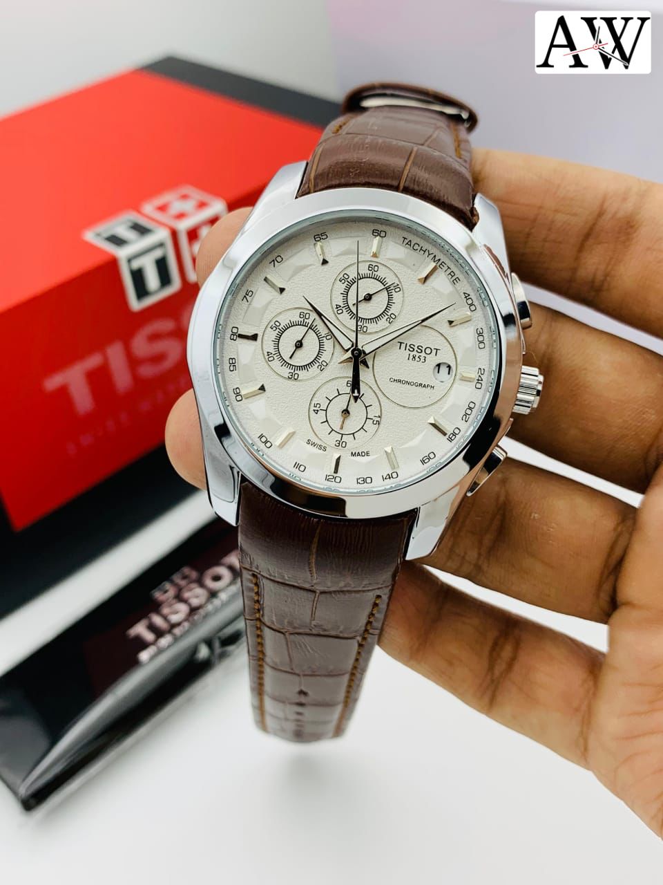 TISSOT LEATHER STRAP WATCH CHRONOGRAPH WORKING